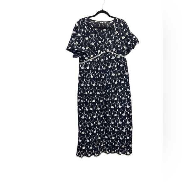 Zara Navy and White Floral Maxi Dress - Picture 2 of 5